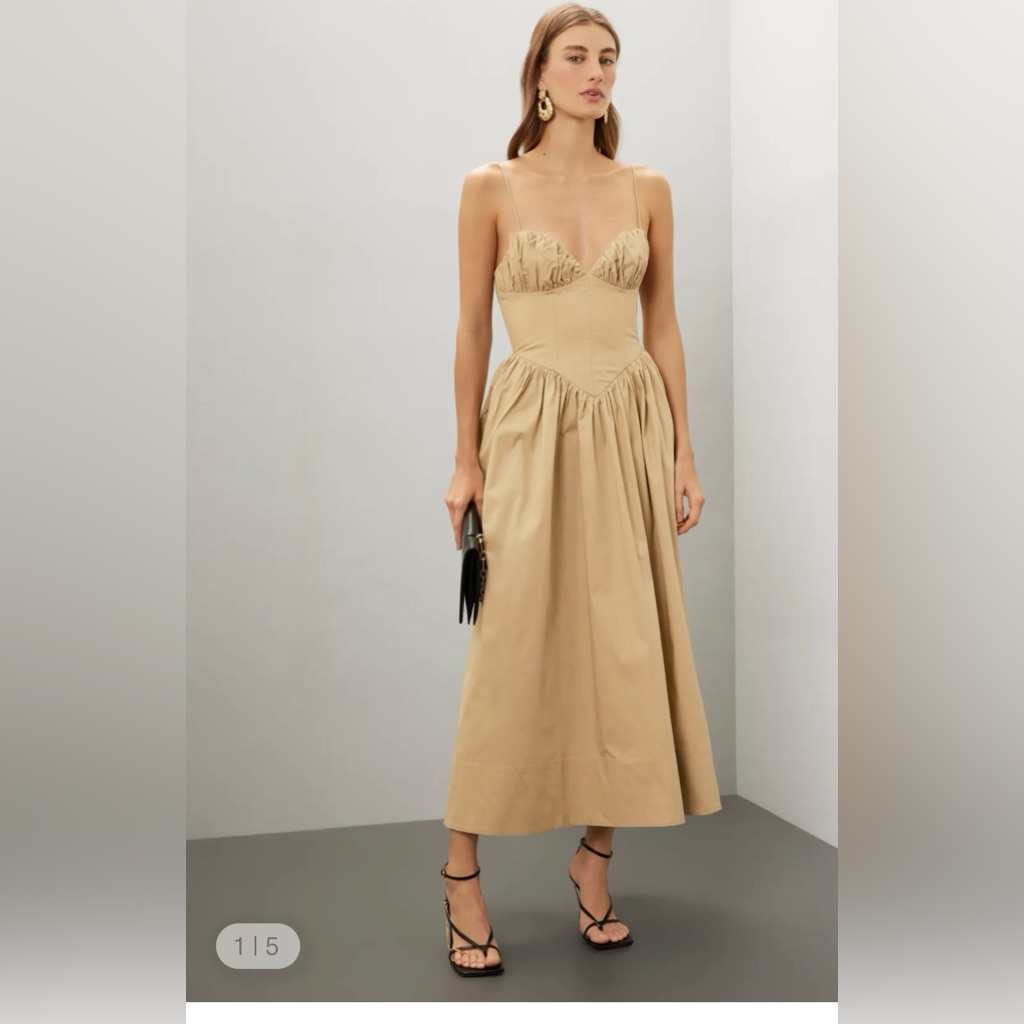 Ronny Kobo Collection Strapless Tan Dress